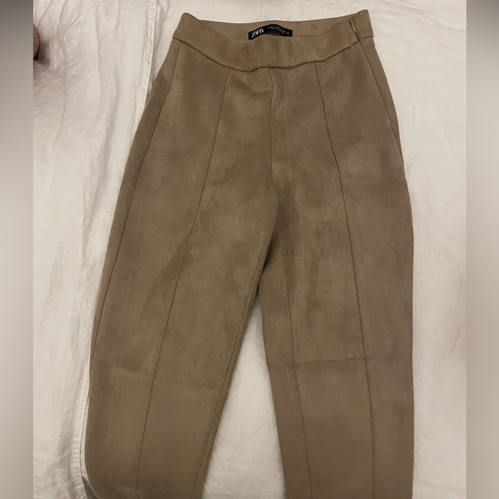 Zara Tan Suede Leggings